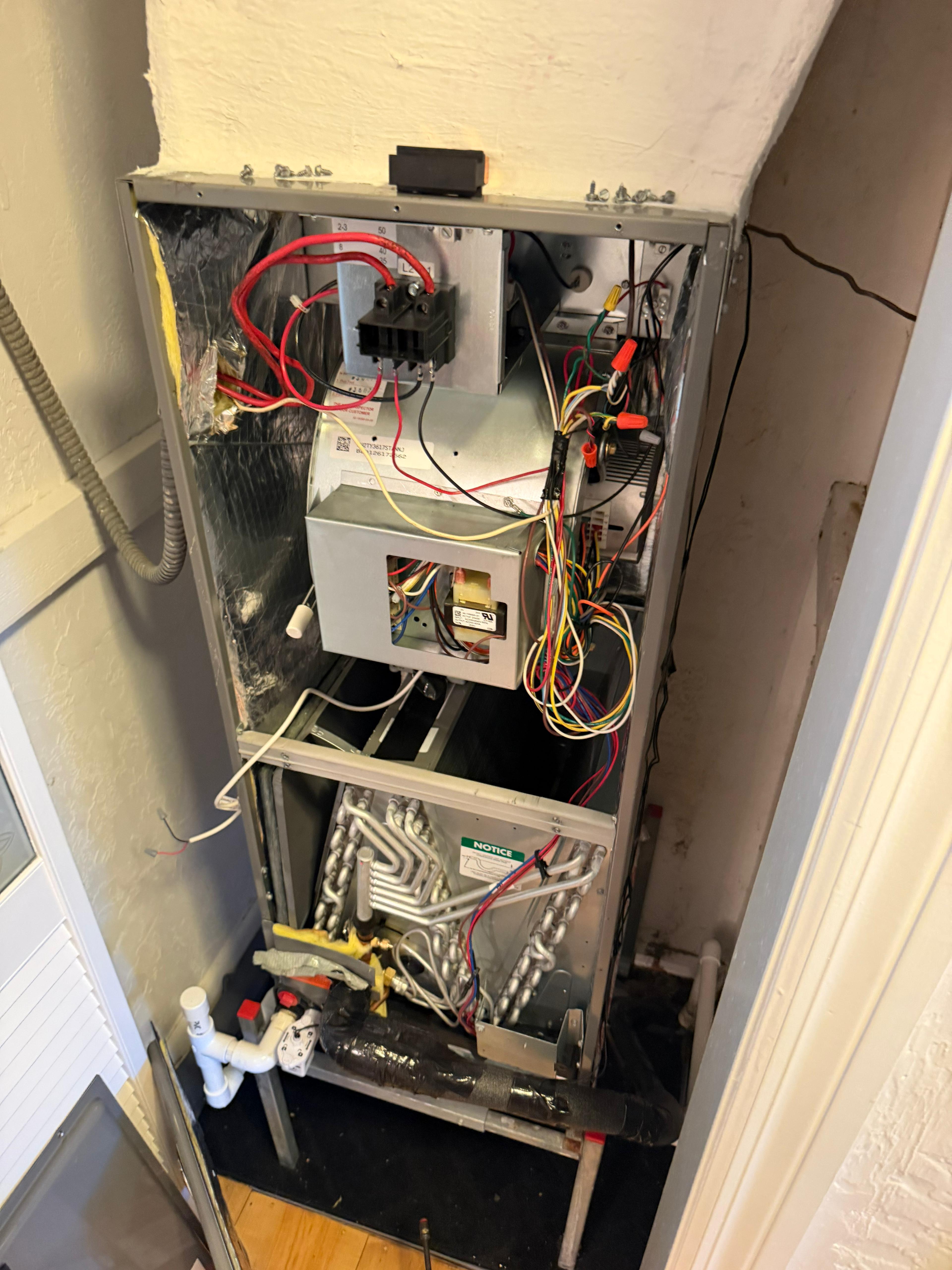 Air handler unit completely open — full electrical and component repair