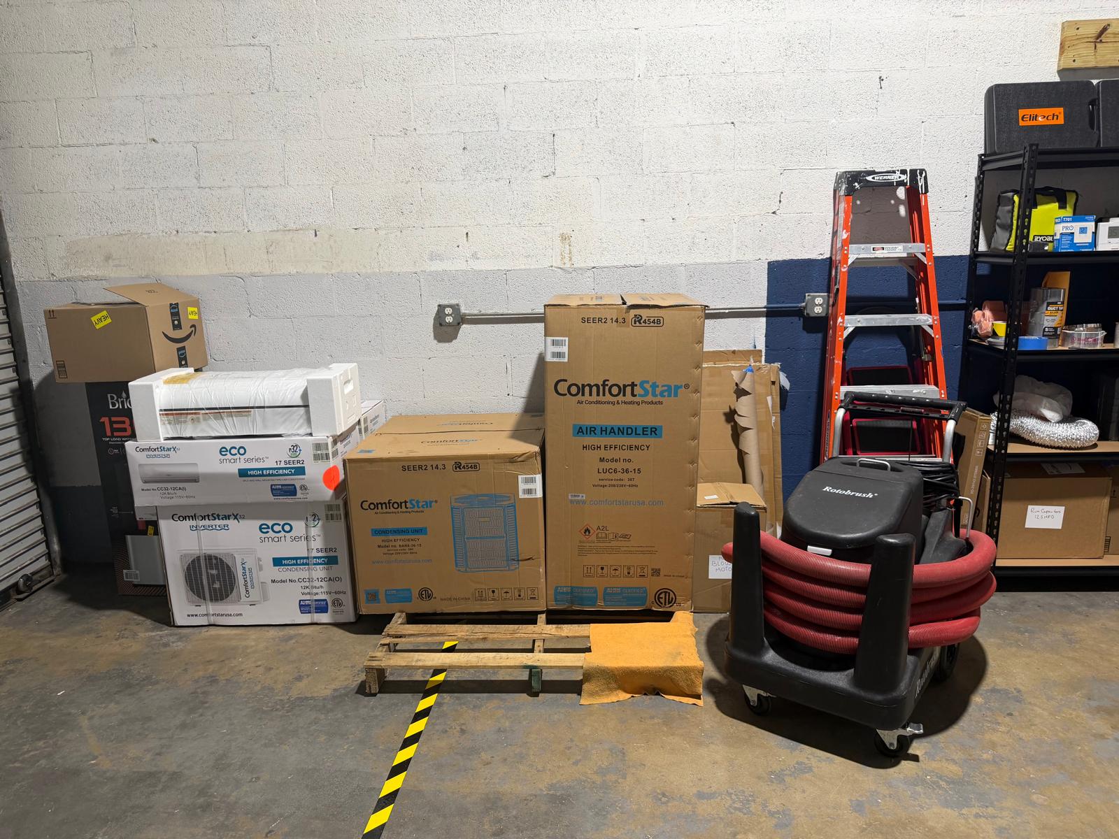 ComfortStar SEER2 air handlers and condensing units stocked at Cooling Masters Miami warehouse